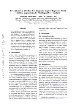 HFL at SemEval-2022 Task 8: A Linguistics-inspired Regression Model with
  Data Augmentation for Multilingual News Similarity