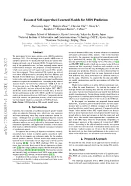 Fusion of Self-supervised Learned Models for MOS Prediction