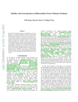 Stability and Generalization of Differentially Private Minimax Problems