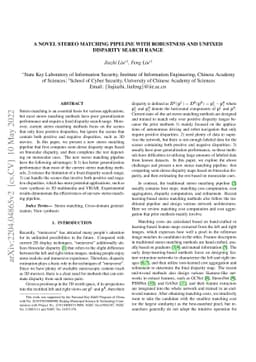 A novel stereo matching pipeline with robustness and unfixed disparity
  search range