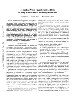 Evaluating Vision Transformer Methods for Deep Reinforcement Learning
  from Pixels