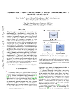 Towards End-to-End Integration of Dialog History for Improved Spoken
  Language Understanding
