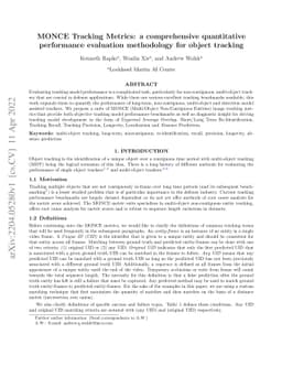 MONCE Tracking Metrics: a comprehensive quantitative performance
  evaluation methodology for object tracking