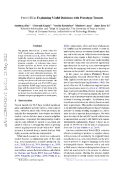ProtoTEx: Explaining Model Decisions with Prototype Tensors