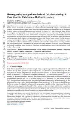 Heterogeneity in Algorithm-Assisted Decision-Making: A Case Study in
  Child Abuse Hotline Screening