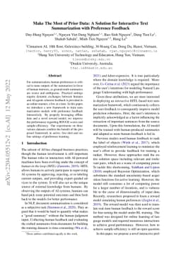 Make The Most of Prior Data: A Solution for Interactive Text
  Summarization with Preference Feedback