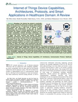 Internet of Things Device Capabilities, Architectures, Protocols, and
  Smart Applications in Healthcare Domain: A Review