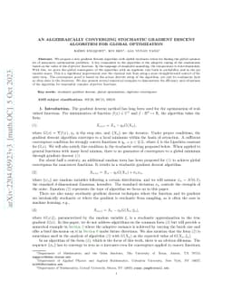 An Algebraically Converging Stochastic Gradient Descent Algorithm for Global Optimization