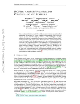 InCoder: A Generative Model for Code Infilling and Synthesis