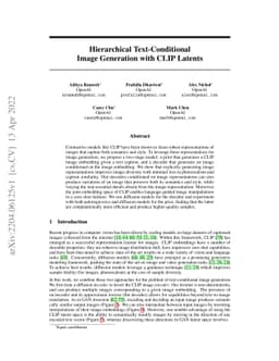 Hierarchical Text-Conditional Image Generation with CLIP Latents