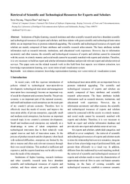 Retrieval of Scientific and Technological Resources for Experts and
  Scholars