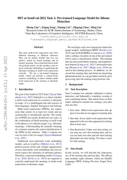 HIT at SemEval-2022 Task 2: Pre-trained Language Model for Idioms
  Detection