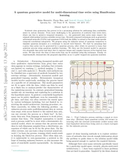 A quantum generative model for multi-dimensional time series using
  Hamiltonian learning
