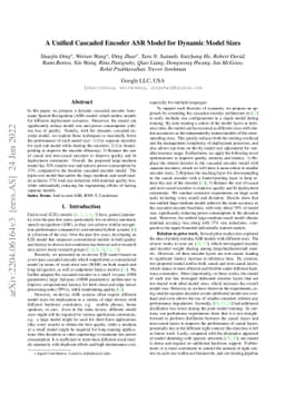 A Unified Cascaded Encoder ASR Model for Dynamic Model Sizes