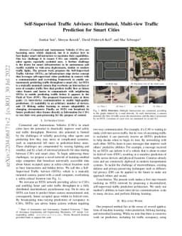 Self-Supervised Traffic Advisors: Distributed, Multi-view Traffic
  Prediction for Smart Cities
