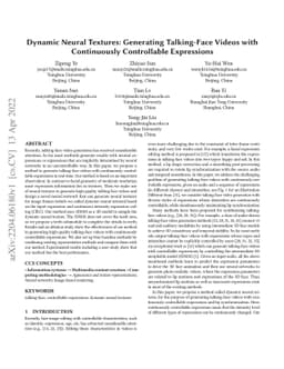 Dynamic Neural Textures: Generating Talking-Face Videos with
  Continuously Controllable Expressions