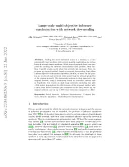 Large-scale multi-objective influence maximisation with network
  downscaling