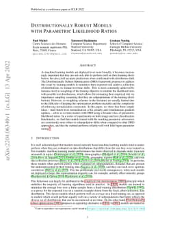 Distributionally Robust Models with Parametric Likelihood Ratios