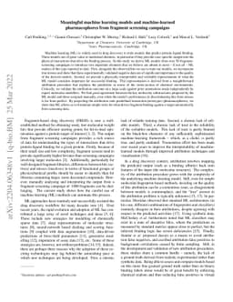 Meaningful machine learning models and machine-learned pharmacophores
  from fragment screening campaigns