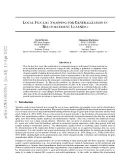 Local Feature Swapping for Generalization in Reinforcement Learning