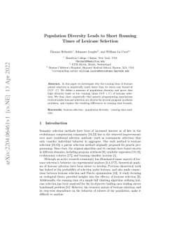 Population Diversity Leads to Short Running Times of Lexicase Selection