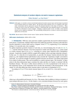 Statistical analysis of random objects via metric measure Laplacians