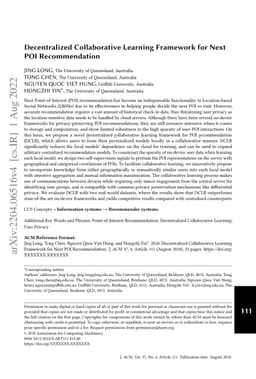 Decentralized Collaborative Learning Framework for Next POI
  Recommendation