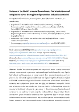 Features of the Earth's seasonal hydroclimate: Characterizations and
  comparisons across the Koppen-Geiger climates and across continents