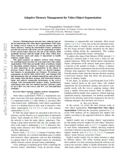 Adaptive Memory Management for Video Object Segmentation
