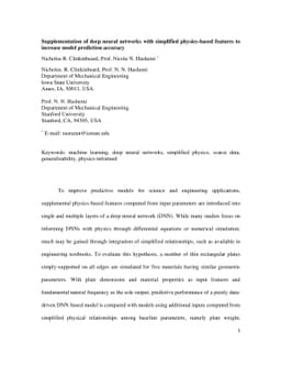 Supplementation of deep neural networks with simplified physics-based
  features to increase model prediction accuracy