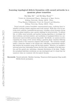 Learning topological defects formation with neural networks in a quantum
  phase transition