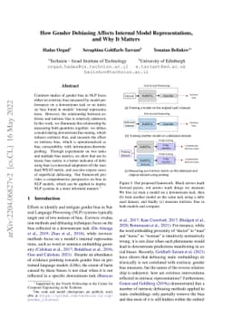 How Gender Debiasing Affects Internal Model Representations, and Why It
  Matters
