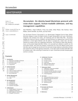 Accumulate: An identity-based blockchain protocol with cross-chain
  support, human-readable addresses, and key management capabilities