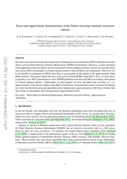 Exact and approximate determination of the Pareto set using minimal
  correction subsets