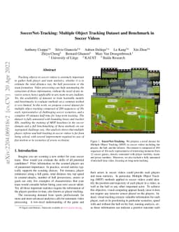 SoccerNet-Tracking: Multiple Object Tracking Dataset and Benchmark in
  Soccer Videos