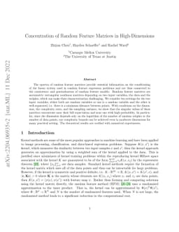 Concentration of Random Feature Matrices in High-Dimensions