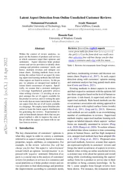 Latent Aspect Detection from Online Unsolicited Customer Reviews