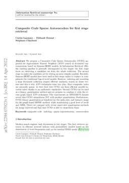 Composite Code Sparse Autoencoders for first stage retrieval