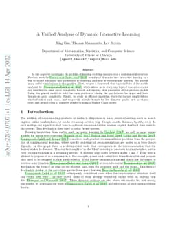 A Unified Analysis of Dynamic Interactive Learning