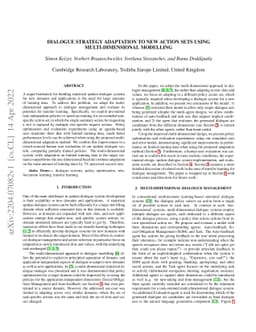 Dialogue Strategy Adaptation to New Action Sets Using Multi-dimensional
  Modelling