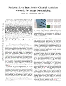 Residual Swin Transformer Channel Attention Network for Image
  Demosaicing