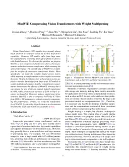 MiniViT: Compressing Vision Transformers with Weight Multiplexing