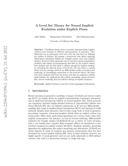 A Level Set Theory for Neural Implicit Evolution under Explicit Flows