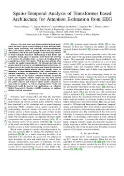 Spatio-Temporal Analysis of Transformer based Architecture for Attention
  Estimation from EEG