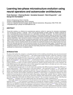 Learning two-phase microstructure evolution using neural operators and
  autoencoder architectures