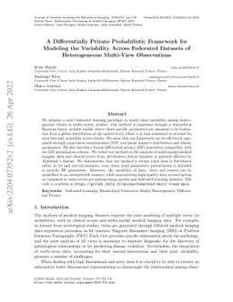 A Differentially Private Probabilistic Framework for Modeling the
  Variability Across Federated Datasets of Heterogeneous Multi-View
  Observations