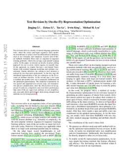 Text Revision by On-the-Fly Representation Optimization