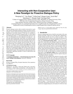 Interacting with Non-Cooperative User: A New Paradigm for Proactive
  Dialogue Policy