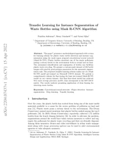 Transfer Learning for Instance Segmentation of Waste Bottles using Mask
  R-CNN Algorithm