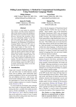 Polling Latent Opinions: A Method for Computational Sociolinguistics
  Using Transformer Language Models